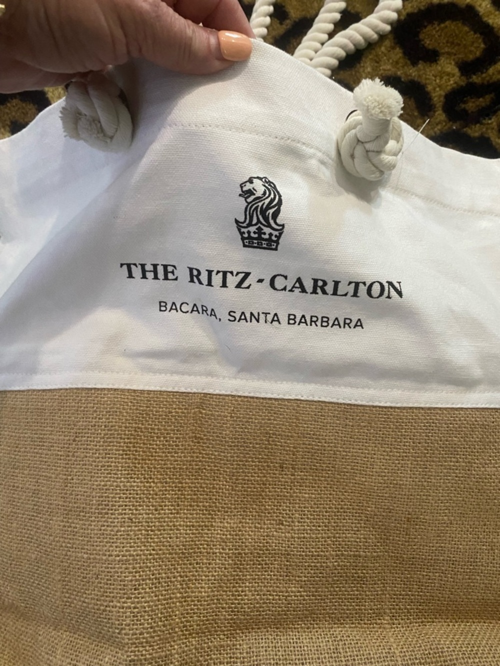 The Ritz-Carlton Bacara Canvas & Jute Tote - White and Natural